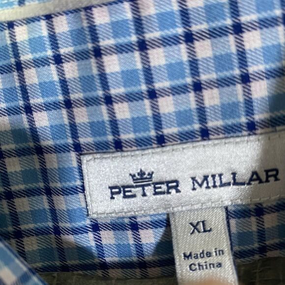 Peter Millar Crown Finish Shirt Mens XL Check Plaid Button Up Flannel Dress - Picture 7 of 13